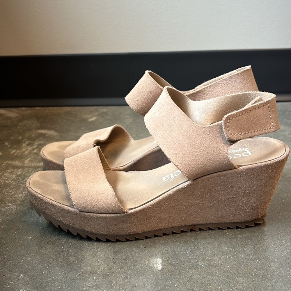 Pedro Garciawedges Tan Brown 38 Suede Sandals
